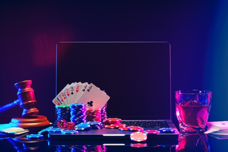 Meja kartu Blackjack MH bernuansa neon